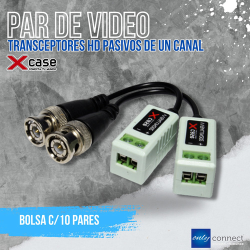 Bolsa C/10 Par Video Balun Hd Pasivo Xcase Terminal Tornillo