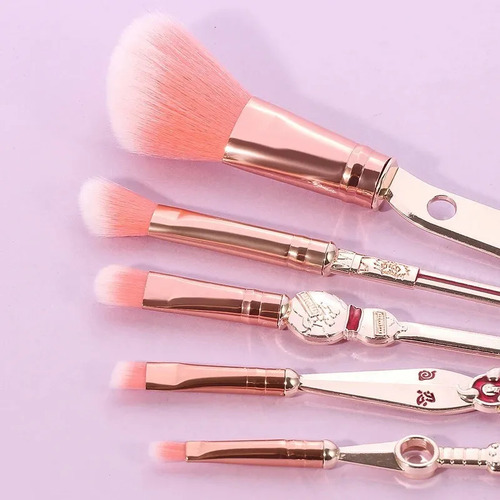 Set De 5 Brochas Maquillaje De Anime Naruto Uzumaki Doradas Dorado