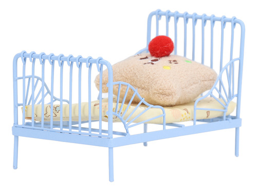 Cama Metálica Doll House 1:12 Con Estructura En Miniatura, B