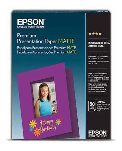 Papel Para Presentaciones Epson Tamaño Carta Mate 50hoja /v