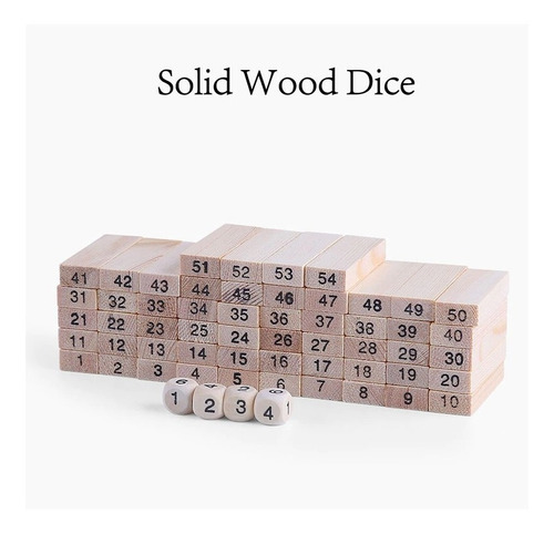 Jenga De Madera Con 4 Dados , 54 Números