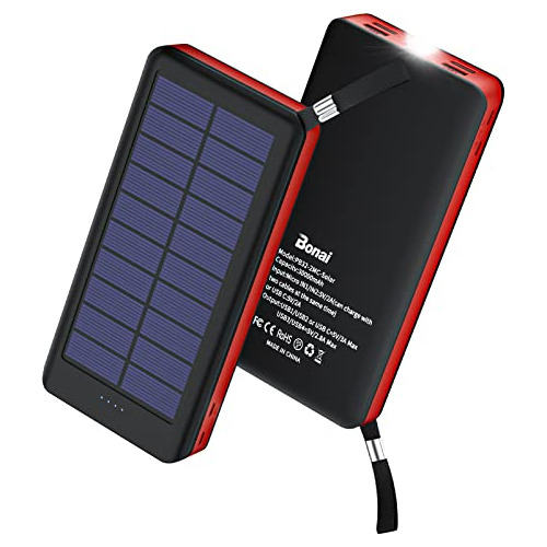 Solar Charger 30000mah, Portable Power Bank With Flashl...