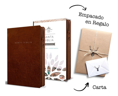 Biblia Rvr60 Letra Grande Tamaño Manual Marron Zipper