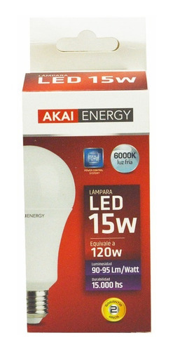 Pack X 10. Lampara / Foco Led 15w = 120w. Luz Fría E27. Akai