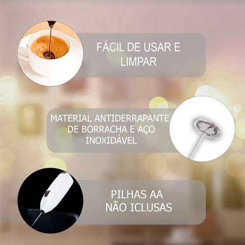 Mini Mixer De Bebidas Misturador A Pilha Multiuso Portátil Cor Branco