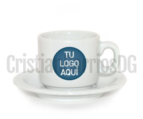 Pocillo Taza Café Con Logo Sublimado Personalizado 6 Plato