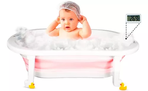 Bañera plegable para bebé, bañera portátil con cojín