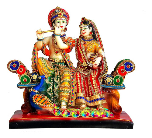 Esplanade Resin Radha Krishna En El Sofá Murti Idol Estatua 