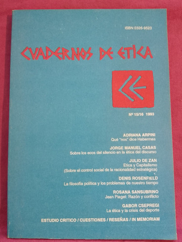 Cuadernos De Ética  Nro 15/16 1993 A. A. I. E.  S