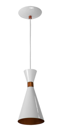 Lustre Pendente Flórida De Alumínio Branco Com Cobre