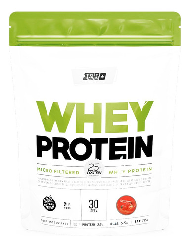 Suplemento En Polvo Star Nutrition Whey Protein Proteínas Sabor Strawberry Cream En Bolsa De 908g