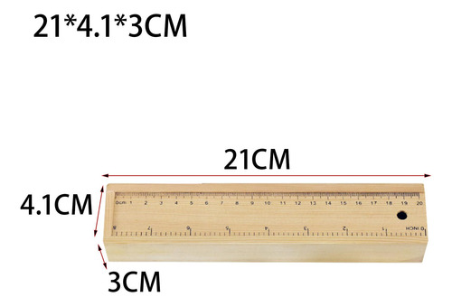 Estuche De Madera Para Lápices, Tapa De Regla, Altura 3cm