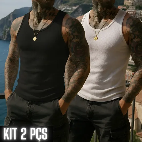 Kit 2 Regata Americana Masculina Canelada