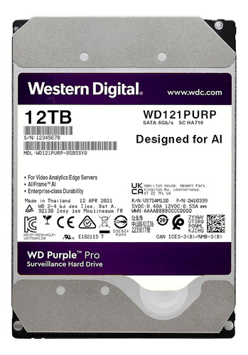 Disco Hdd Interno Western Digital Purple Pro 12tb Vigilancia