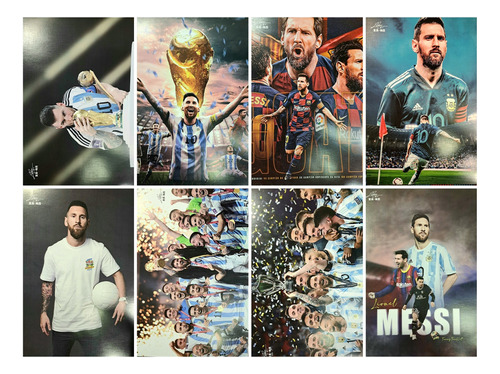 Paquete 8 Afiches Poster De Lionel Messi  28x42cm