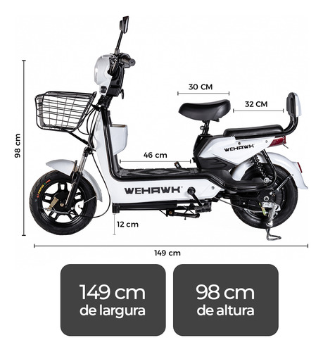 Mini Scooter Elétrica 500w Sem Cnh 32km/h Wehawk 2024