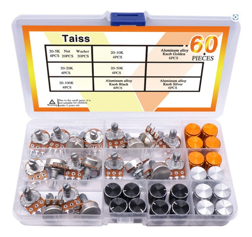 Kit Potenciómetro 5k 10k 20k 50k 100k Ohm Lineal Taper Audio