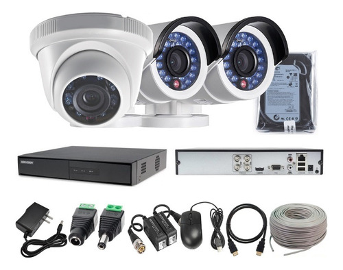 Kit 3 Cámaras Seguridad Hd 720p Hikvision 500gb + Cable