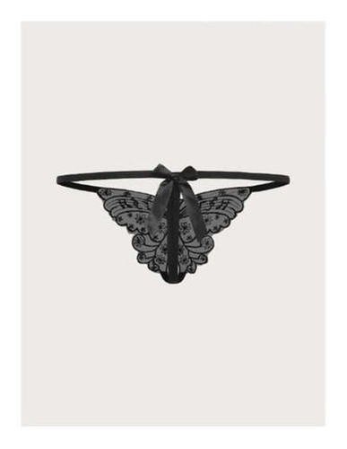 Tanga Colale Sexy Entrepierna Bordado Mariposa Lazo Encaje