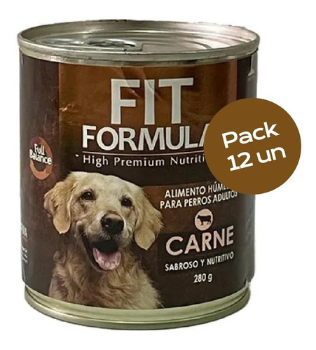 Fit Formula Lata Perro Adultos Carne 280g Pack 12un Mp