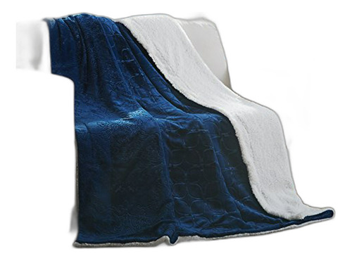 Manta De Cama Sherpa Con Diseño Elegante (azul)