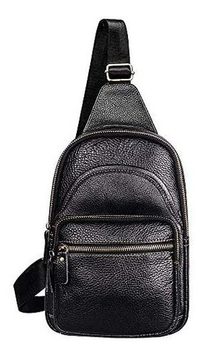 Men's Genuine Leather Sling Bag Chest Crossbody Shoulder Bag