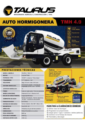 Autohormigonera Taurus Hormigonera Trompo Mezclador Hk 4.0