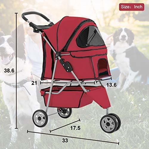 Nueva Red Pet Cochecito Cat Dog Cage 3 Ruedas Cochecito