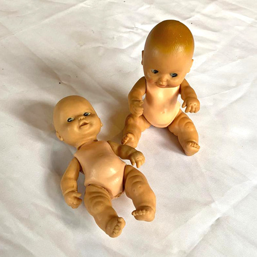Muñecos De Goma Y Plástico Vintage / 2 Usados De 13 Cm (Usado)