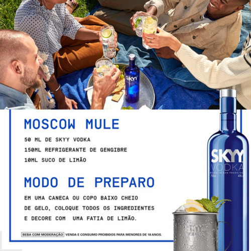 Vodka Tradicional Skyy 980ml Original - Kit Com 12 Unidades