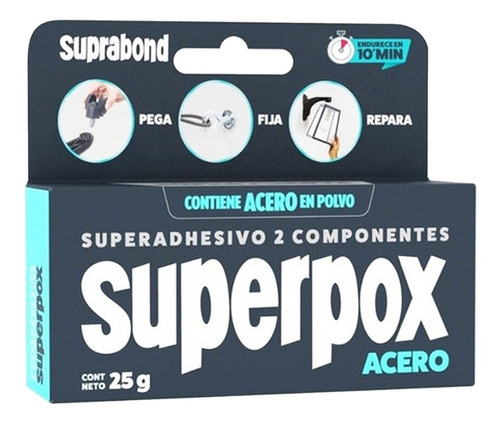 Adhesivo Epoxi 2 Componentes Con Acero En Polvo Superpox 25g