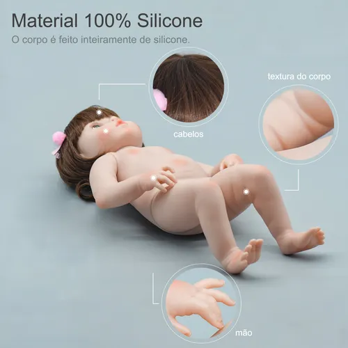 Boneca Reborn Bebe Menina Rafa Corpo De 100% Silicone Com Pelúcia Girafa