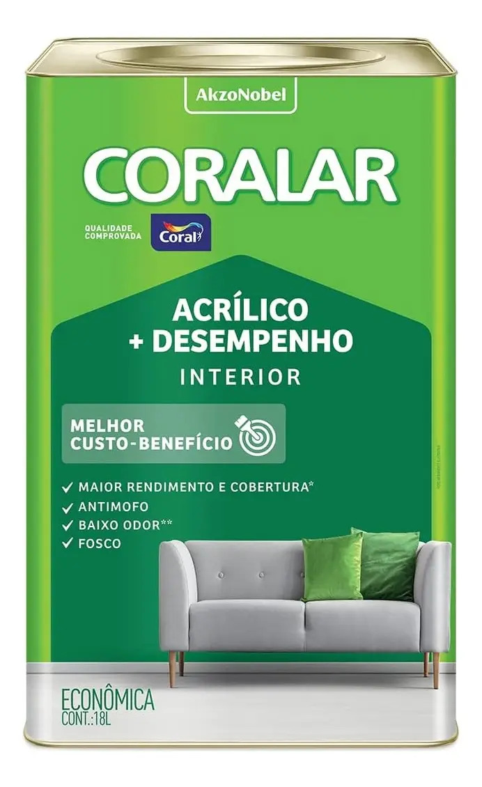 Tinta acrílica Coral 5202278 18L cor branco