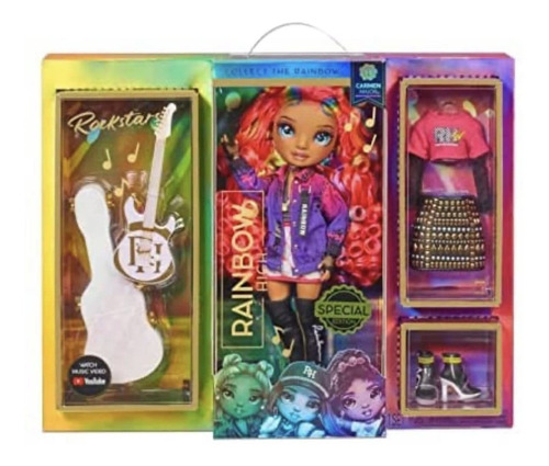 Rainbow High Rockstar Fashion Doll 2 Trajes Completos Y Ele.