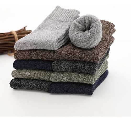 5 Pares De Calcetines Térmicos De Algodón Para Hombre