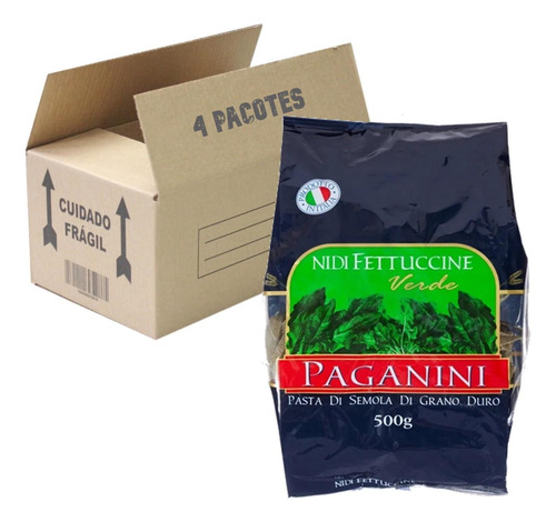 4x Macarrão Italiano Fettuccini Nidi Verde Paganini 500g