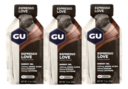 Pack X3 Suplemento Gel Energético Gu Energy Espresso Love