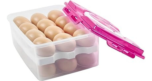 Contenedor De Plastico De 2 Niveles Para Huevos Con Tapa