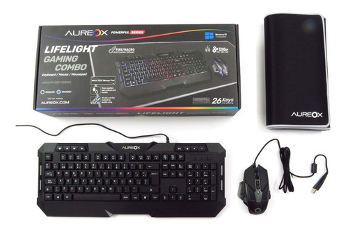 Kit De Teclado Y Mouse Gamer Aureox Lifelight Pad Gaming