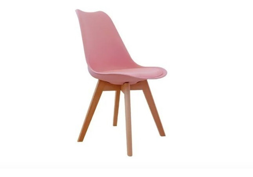 Silla Estilo Eames Acojinada Para Comedor Color Rosa