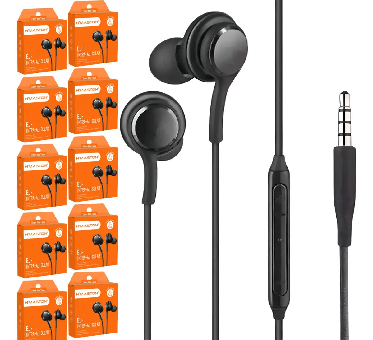 Fone de Ouvido In-ear Gamer com Fio 1,2m Microfone H'maston EJ-S8 Preto Kit 10