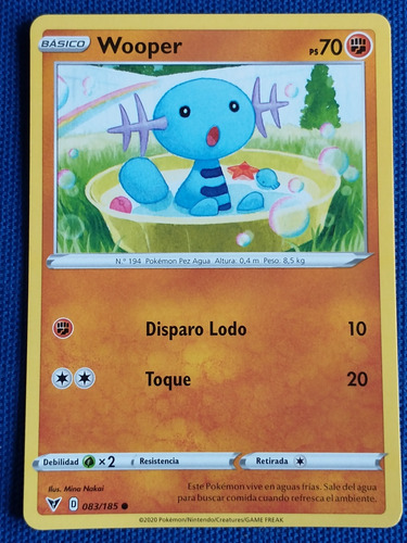 Wooper Básico Pokémon No.194 083/185 Nintendo 2020 Español 