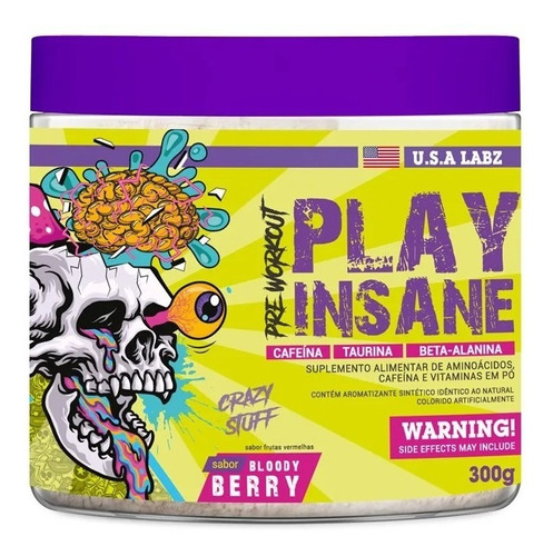 Pré Treino Play Insane 300g | 2g Beta Alanina | Usa Labz