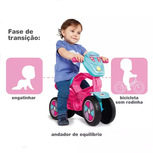 Bicicleta De Equilíbrio 4 Rodas Sem Pedal Totokross Rosa