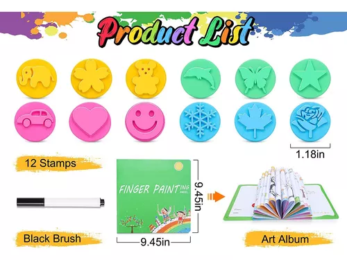 25 colores divertidos de pintura de dedos para niños pequeños de 1 a 3  años, kit de libro de pintura de dedos no tóxico, fácil de limpiar y sin