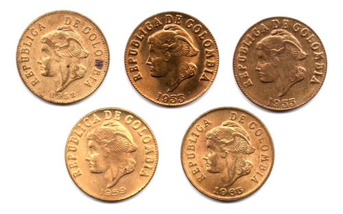 2 Centavos Set 1952 - 1965 5 Monedas 