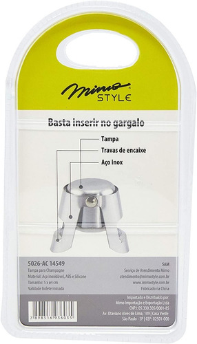 Imagem 4 de 4 de Tampa Para Champagne Espumante Em Inox Mimo Style