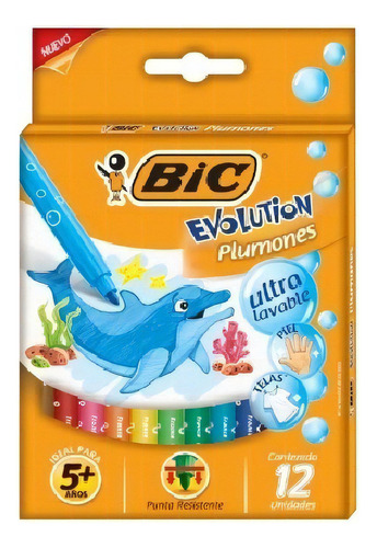 Marcadores Fibras Bic Evolution Plumones X 12 Colores