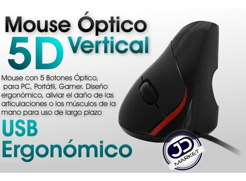 Imagen 2 de 6 de Mouse Vertical Ergonómico Con 5 Botones Evita Túnel Carpiano