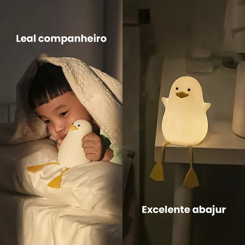 Lâmpada Noturna De Silicone Pato Luminária Touch Abajur Infantil Quarto Led Recarregável Shopthis